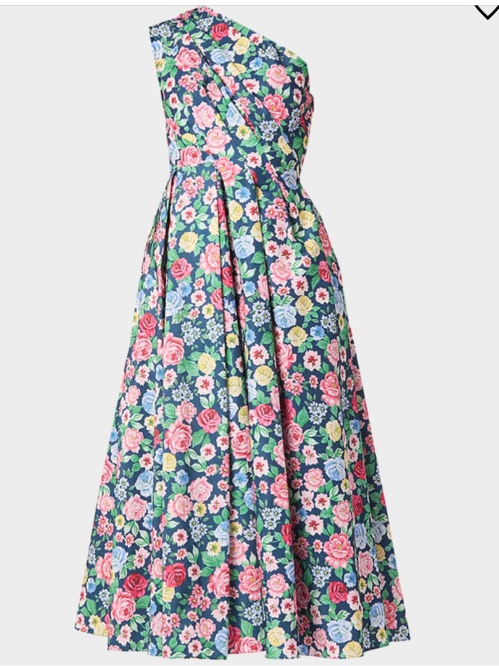 Shoshanna Midnight Floral Midi Dress with Pink & Yellow Blooms